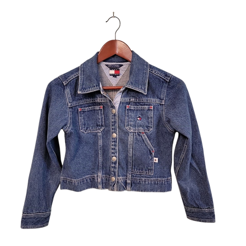 Tommy Hilfiger Y2k 00's Americana Fourth Of July Star Girls Denim Jacket Size MD